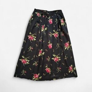 Orvis 90s Maxi Skirt Black Floral Romantic Grunge Whimsigoth Vintage Women 10 M